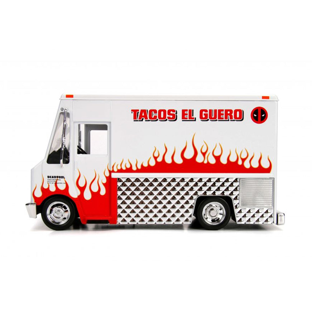 Jada 1:24 Scale Deadpool Comics Food Truck With Deadpool Figure Hollywood Rides Model