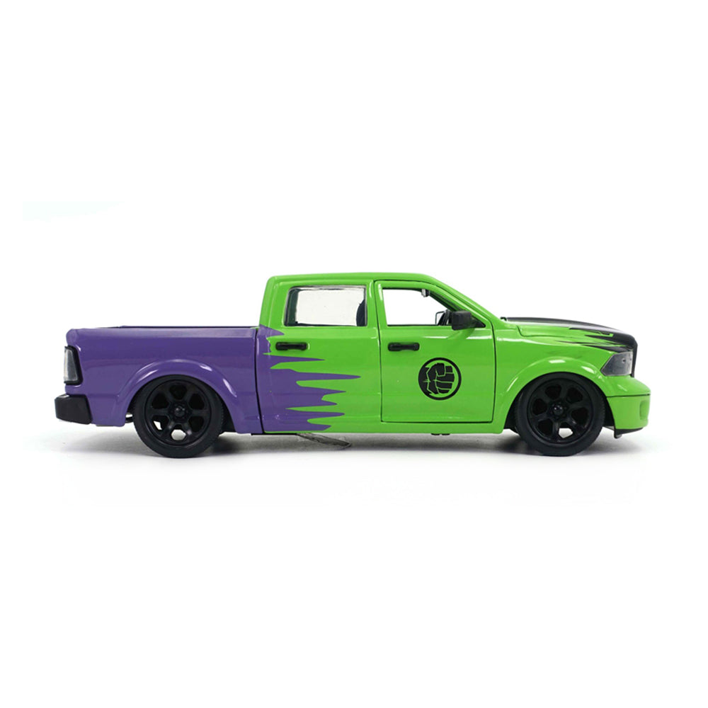 Jada 1:24 Scale Hollywood Rides Marvel 2014 Dodge Ram 1500 With Hulk Diecast Model