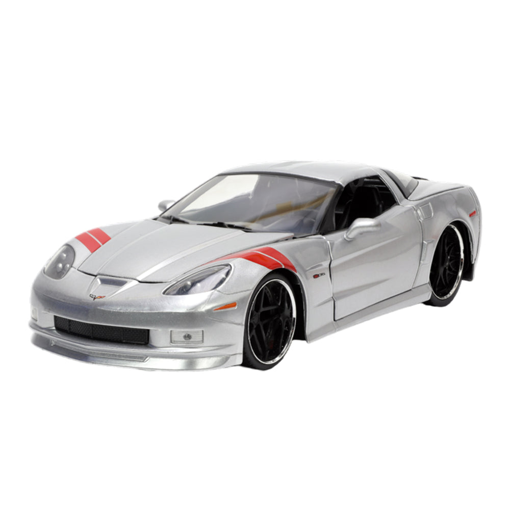 Jada 1:24 Scale Big Time Muscle 2006 Corvette Z06 Silver Diecast Car Toy Model