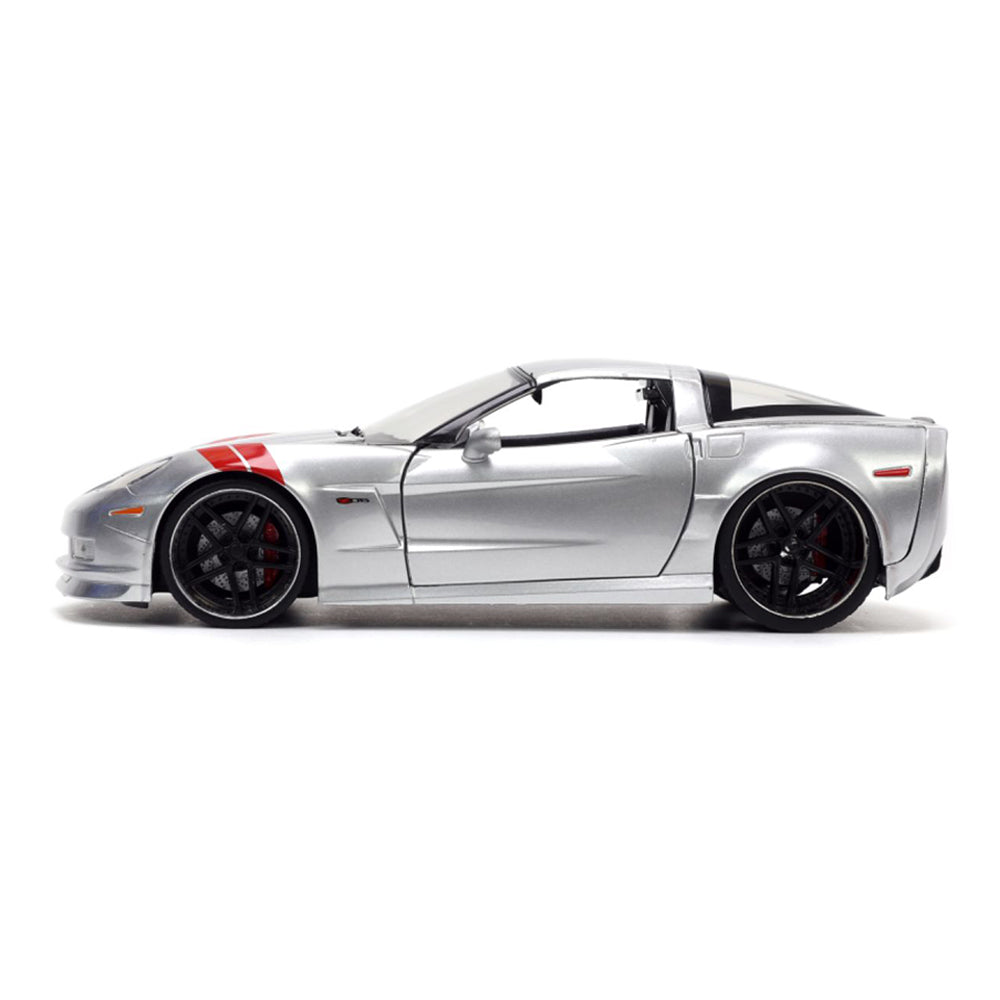 Jada 1:24 Scale Big Time Muscle 2006 Corvette Z06 Silver Diecast Car Toy Model