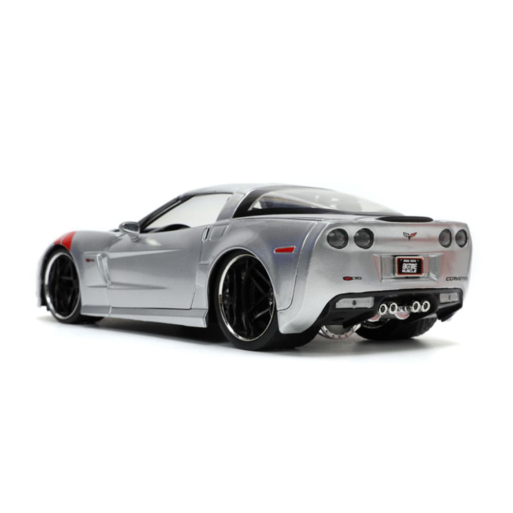 Jada 1:24 Scale Big Time Muscle 2006 Corvette Z06 Silver Diecast Car Toy Model