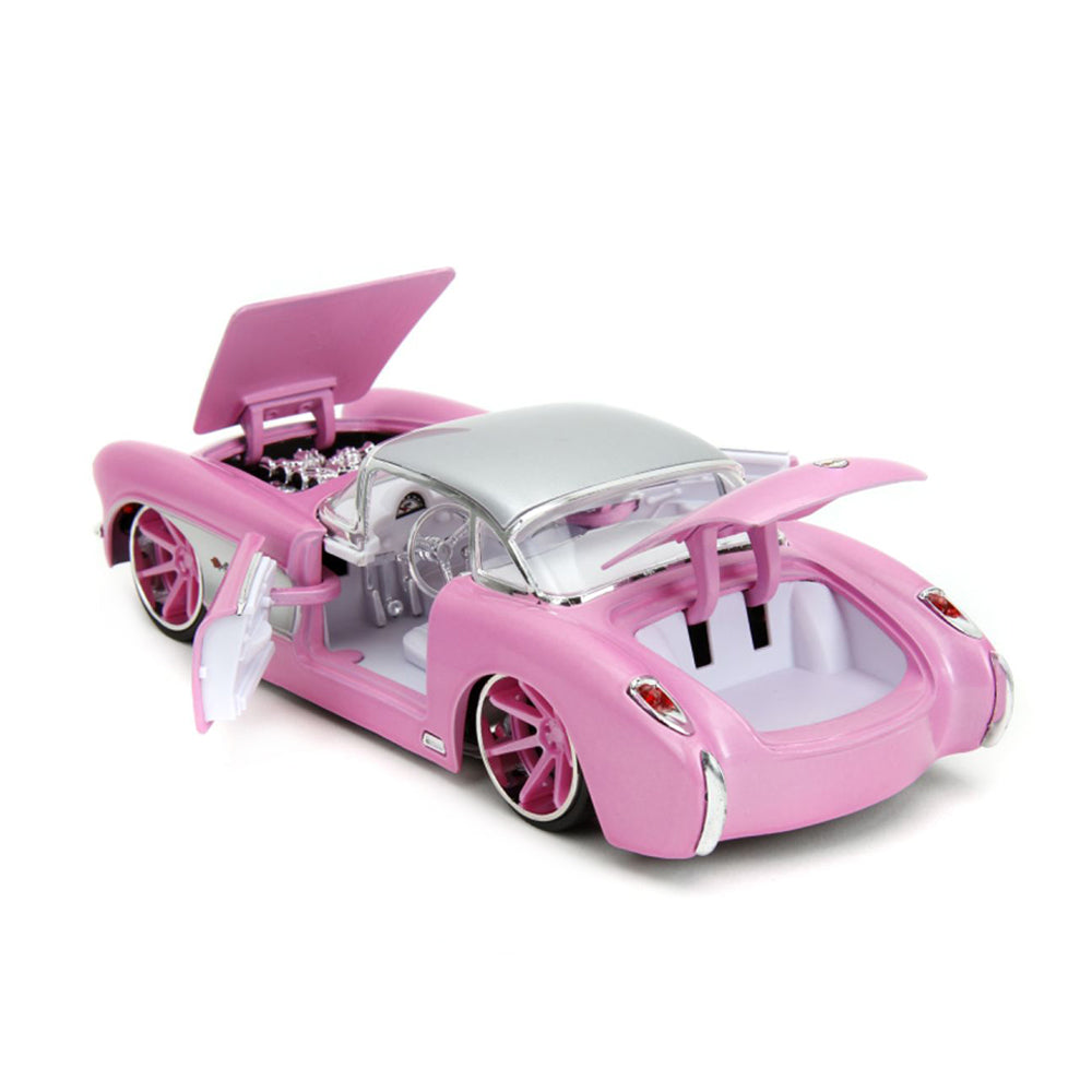 Jada 1:24 Scale Pink Slips 1957 Chevrolet Corvette Pink Diecast Car Model