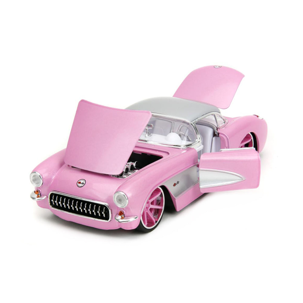 Jada 1:24 Scale Pink Slips 1957 Chevrolet Corvette Pink Diecast Car Model