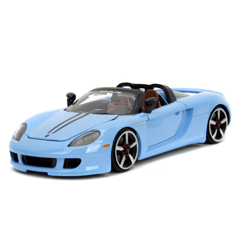 Jada 1:24 Scale Pink Slips 2005 Porsche Carrera GT Blue Convertible Diecast Car