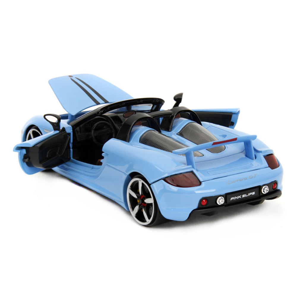 Jada 1:24 Scale Pink Slips 2005 Porsche Carrera GT Blue Convertible Diecast Car