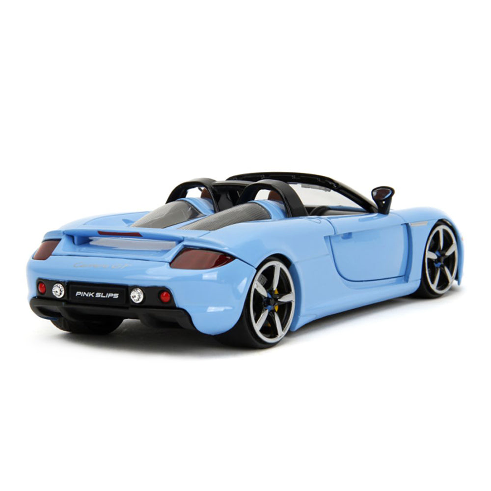 Jada 1:24 Scale Pink Slips 2005 Porsche Carrera GT Blue Convertible Diecast Car