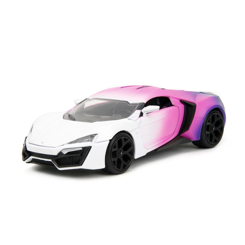Jada 1:24 Scale Pink Slips Lykan Hypersport White Pink Purple Gradient Diecast Car