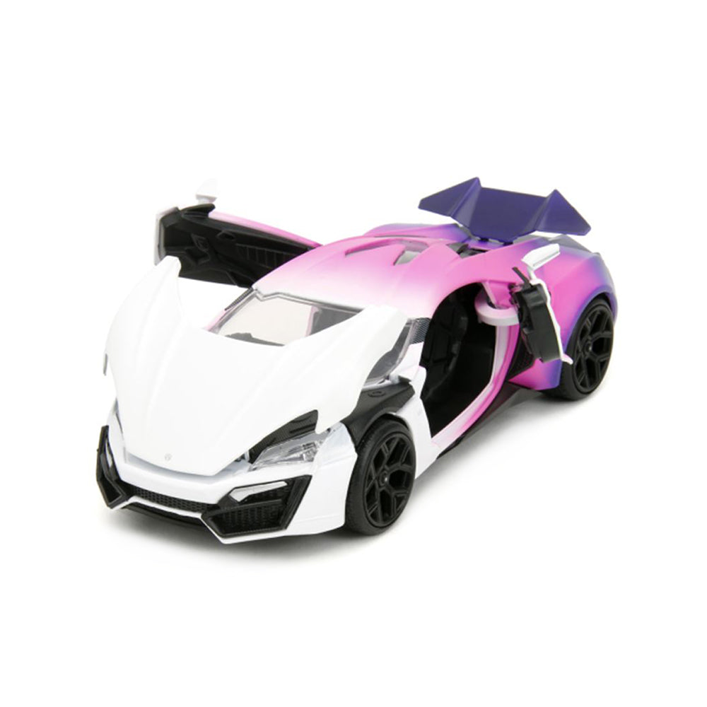 Jada 1:24 Scale Pink Slips Lykan Hypersport White Pink Purple Gradient Diecast Car