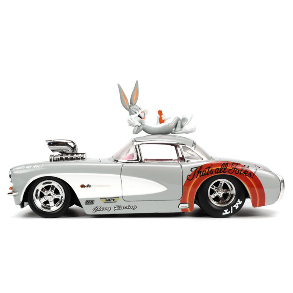 Jada 1:24 Scale Looney Tunes 1957 Chevrolet Corvette & Bugs Figure Diecast Toy