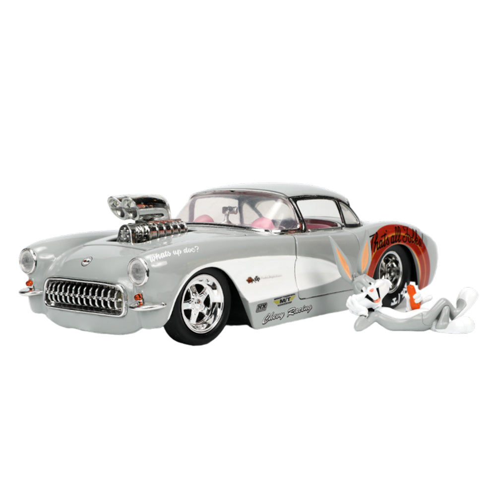 Jada 1:24 Scale Looney Tunes 1957 Chevrolet Corvette & Bugs Figure Diecast Toy