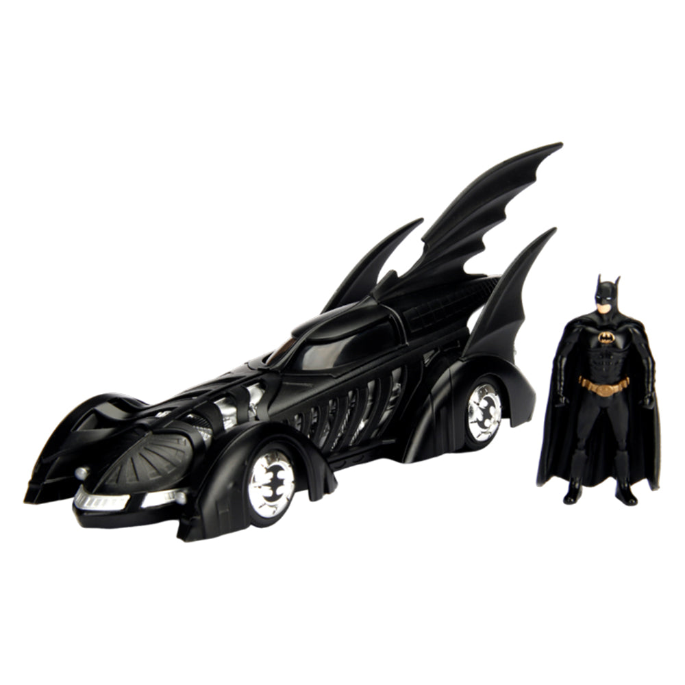 Jada 1:24 Scale Batman Forever Batmobile & Batman Figure Black Diecast Toy Model