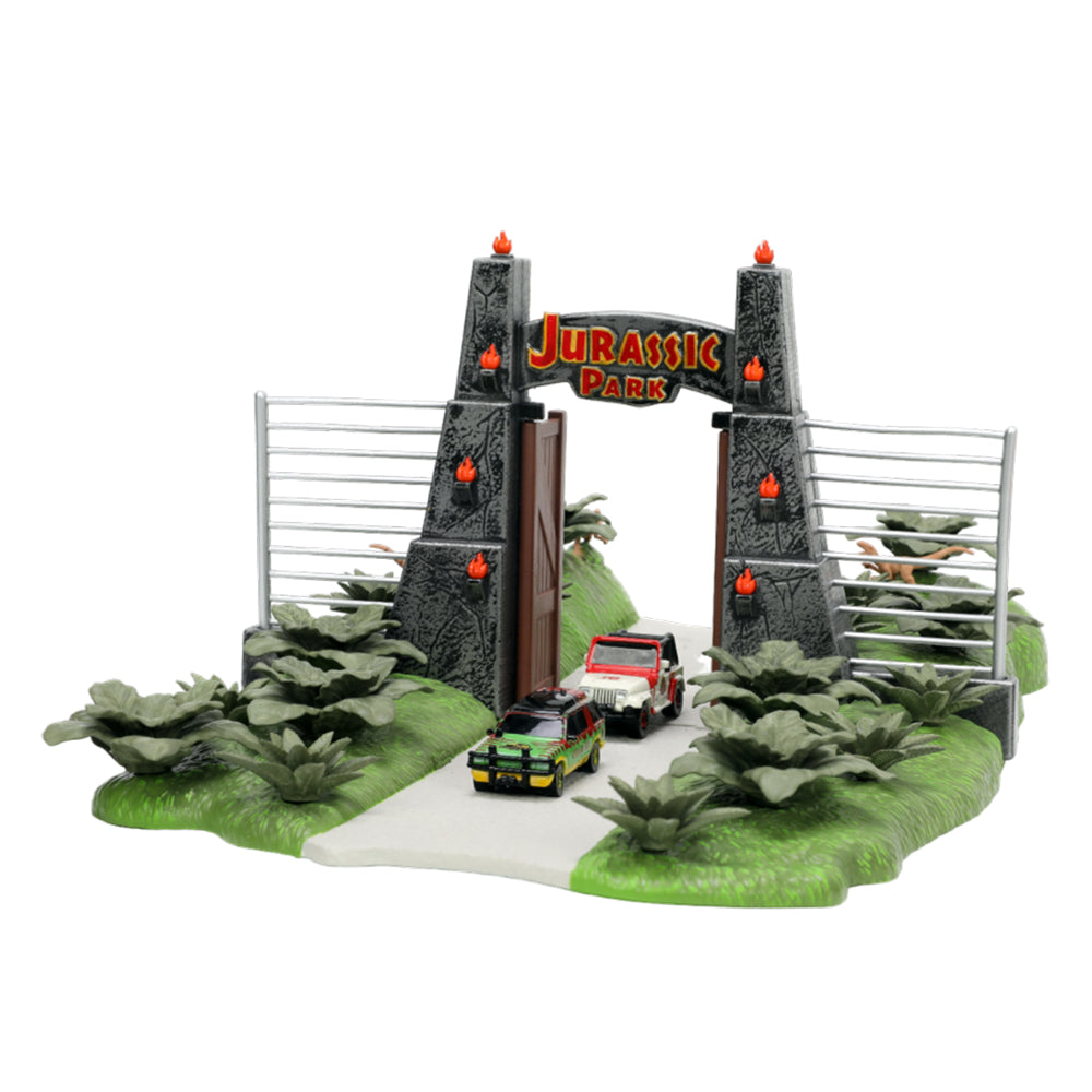 Jada Jurassic Park Nano Scene Diorama With Jeep Wrangler & Ford Explorer Model