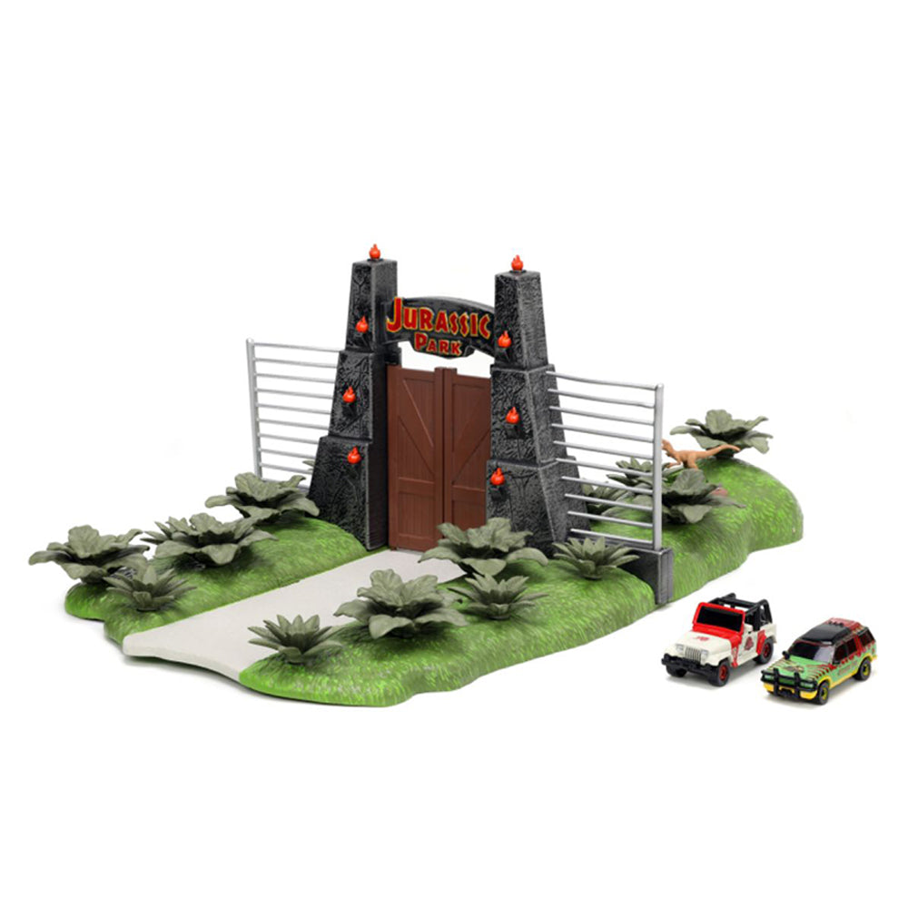 Jada Jurassic Park Nano Scene Diorama With Jeep Wrangler & Ford Explorer Model