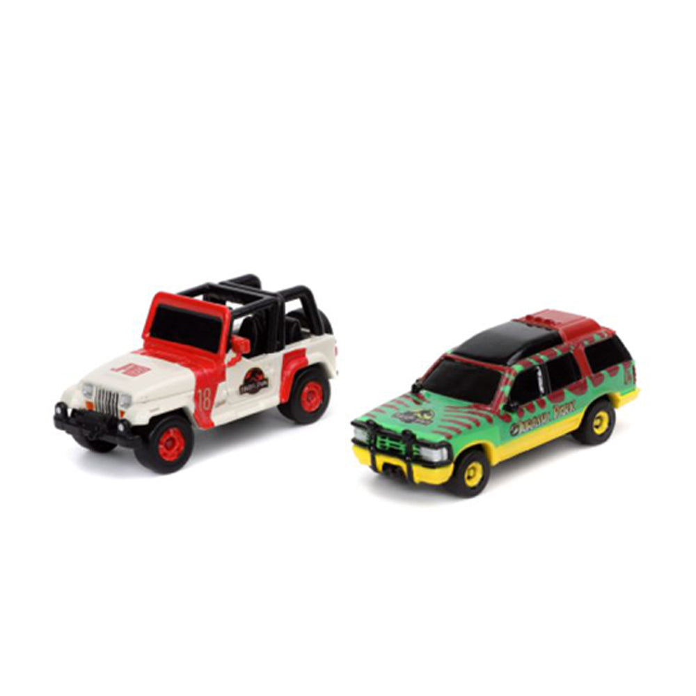 Jada Jurassic Park Nano Scene Diorama With Jeep Wrangler & Ford Explorer Model