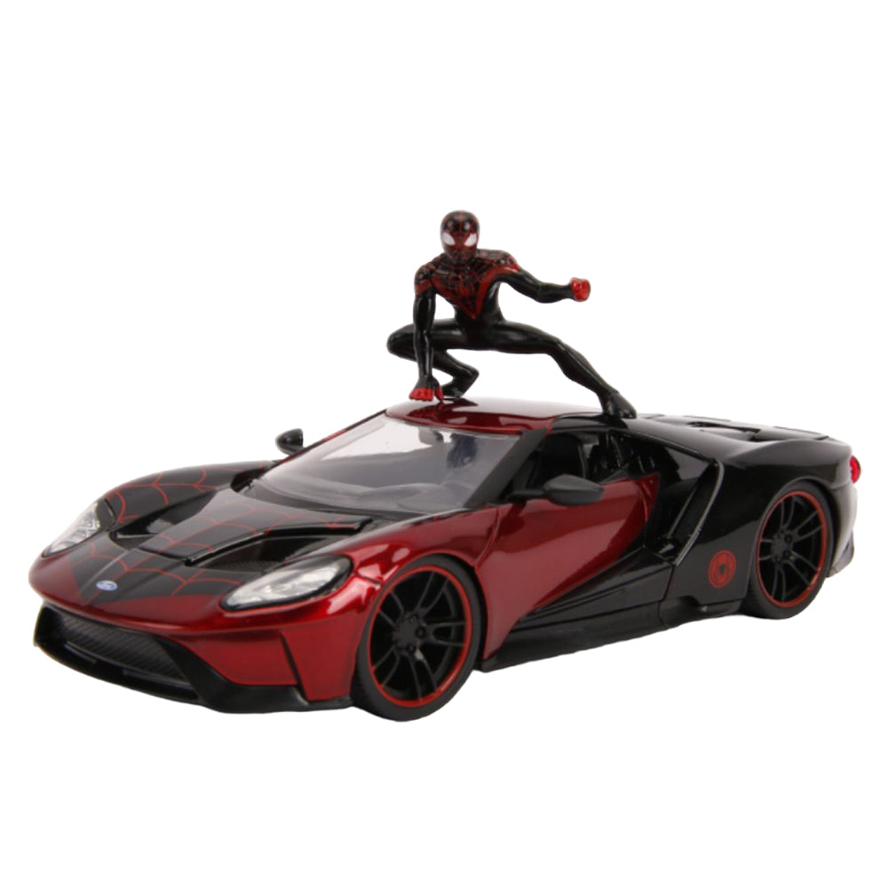 Jada 1:24 Scale Marvel Spider Man Miles Morales With 2017 Ford GT Diecast Model