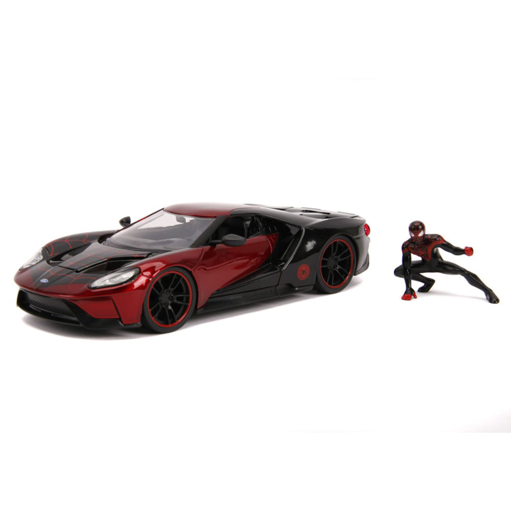 Jada 1:24 Scale Marvel Spider Man Miles Morales With 2017 Ford GT Diecast Model