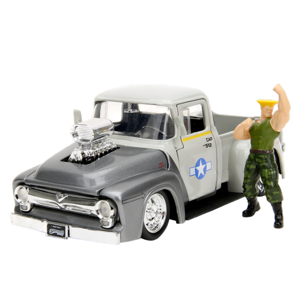Jada 1:24 Scale Street Fighter Ford F-100 1956 Pickup & Guile Figure Diecast Model