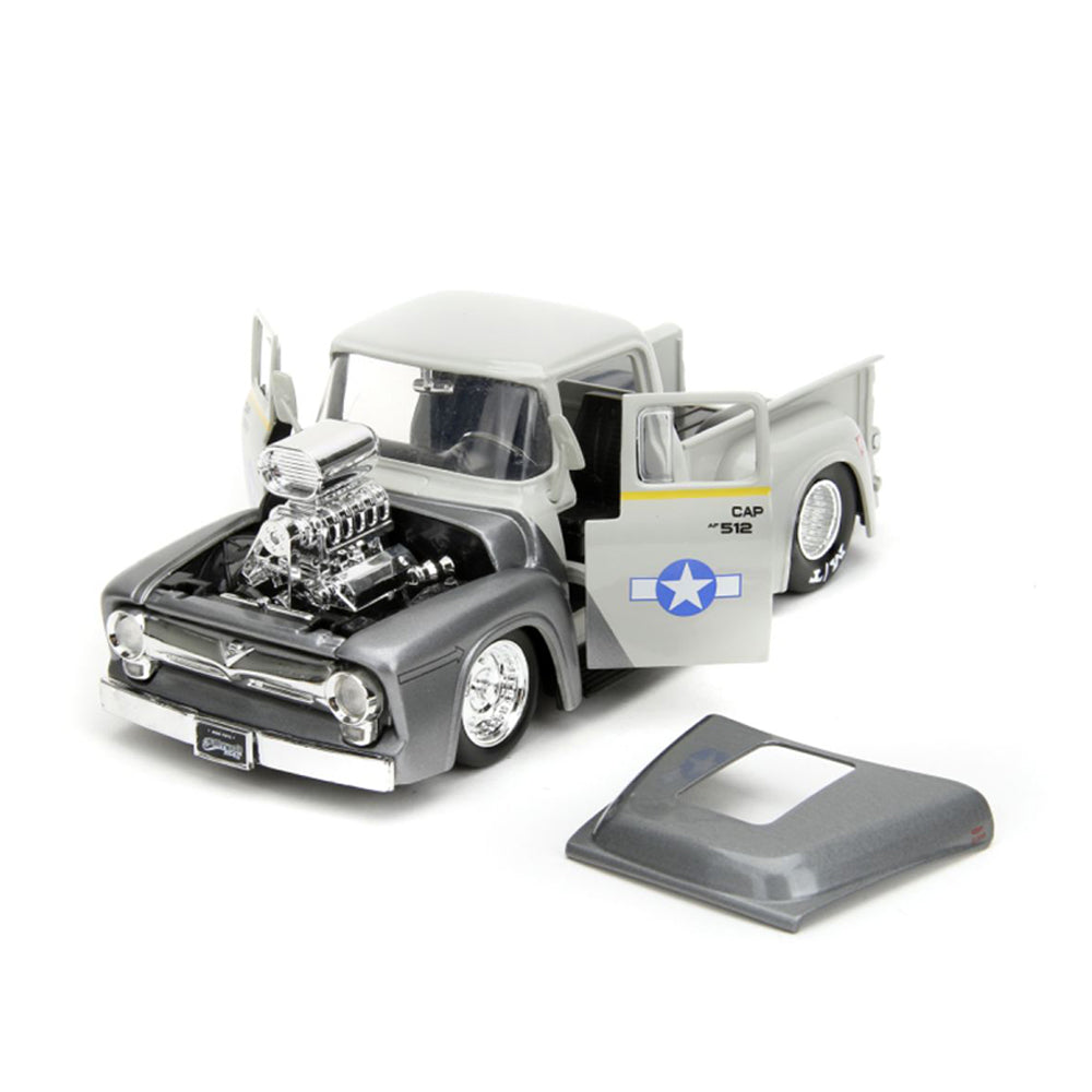 Jada 1:24 Scale Street Fighter Ford F-100 1956 Pickup & Guile Figure Diecast Model