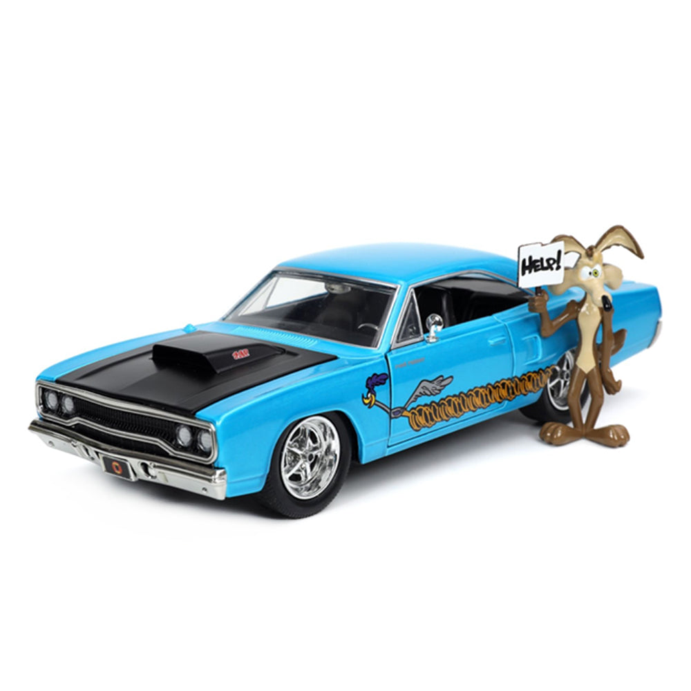 Jada 1:24 Scale Looney Tunes Plymouth Road Runner 1970 With Wile E Coyote Diecast Toy