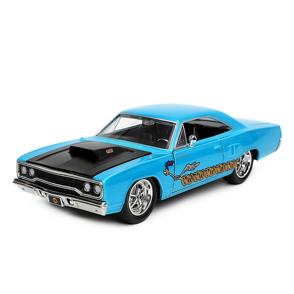 Jada 1:24 Scale Looney Tunes Plymouth Road Runner 1970 With Wile E Coyote Diecast Toy