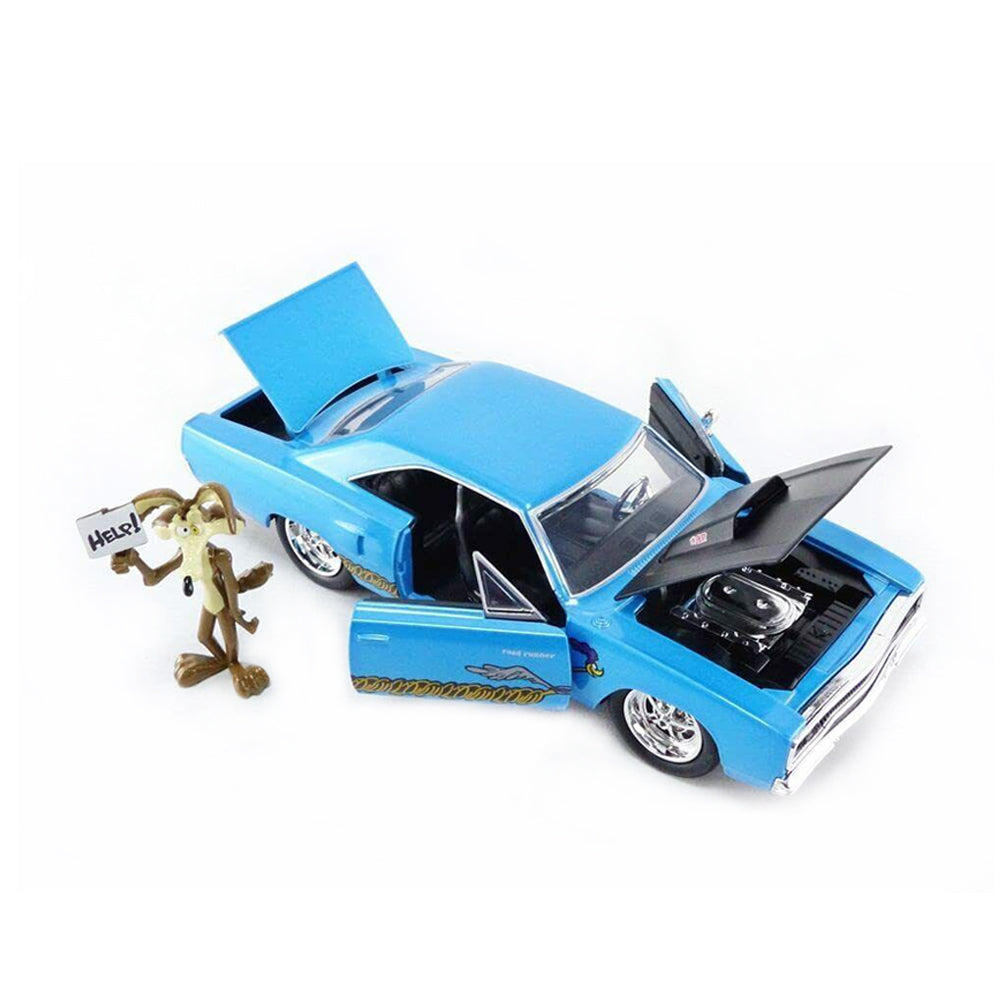 Jada 1:24 Scale Looney Tunes Plymouth Road Runner 1970 With Wile E Coyote Diecast Toy