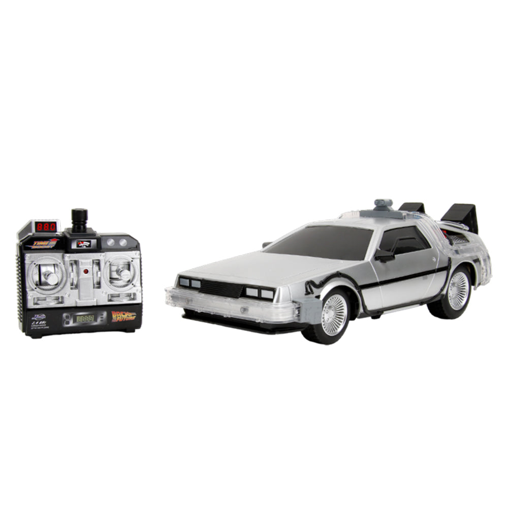 Jada 1:16 Scale Back To The Future Time Machine RC Vehicle With Light Up Function