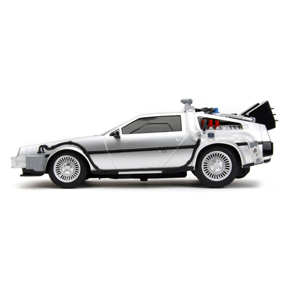Jada 1:16 Scale Back To The Future Time Machine RC Vehicle With Light Up Function