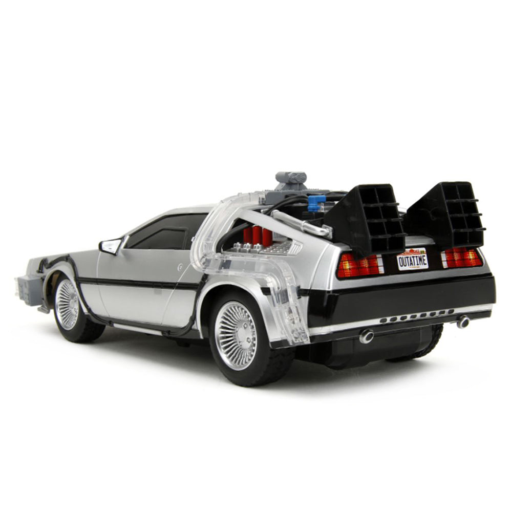 Jada 1:16 Scale Back To The Future Time Machine RC Vehicle With Light Up Function