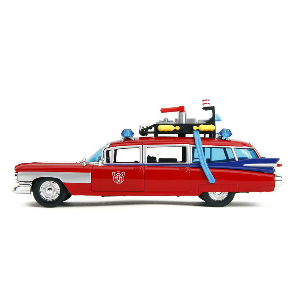 Jada 1:24 Scale Transformers Ghostbusters ECTO-1 X Optimus Prime Mash-up Diecast Car