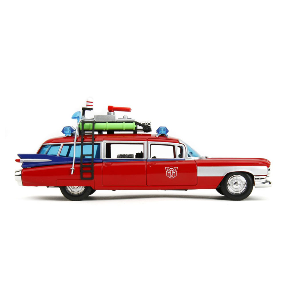Jada 1:24 Scale Transformers Ghostbusters ECTO-1 X Optimus Prime Mash-up Diecast Car