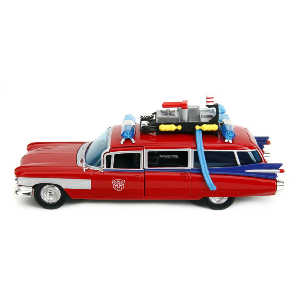 Jada 1:24 Scale Transformers Ghostbusters ECTO-1 X Optimus Prime Mash-up Diecast Car