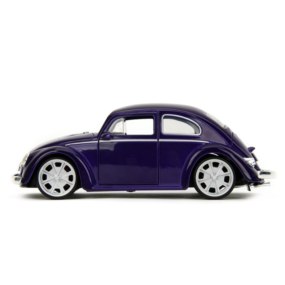 Jada 1:24 Scale Volkswagen Beetle Car With Wednesday Addams & Thing Diecast Toy