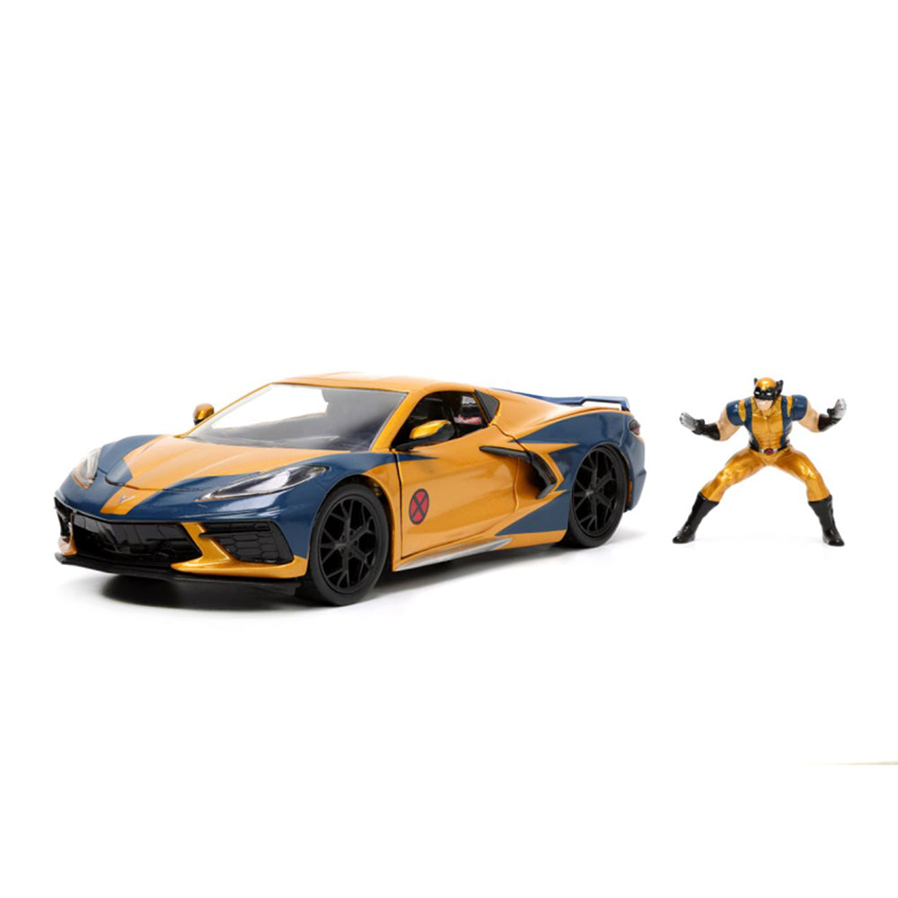 Jada 1:24 Scale Marvel X-Men Wolverine & 2020 Chevy Corvette Stingray Model