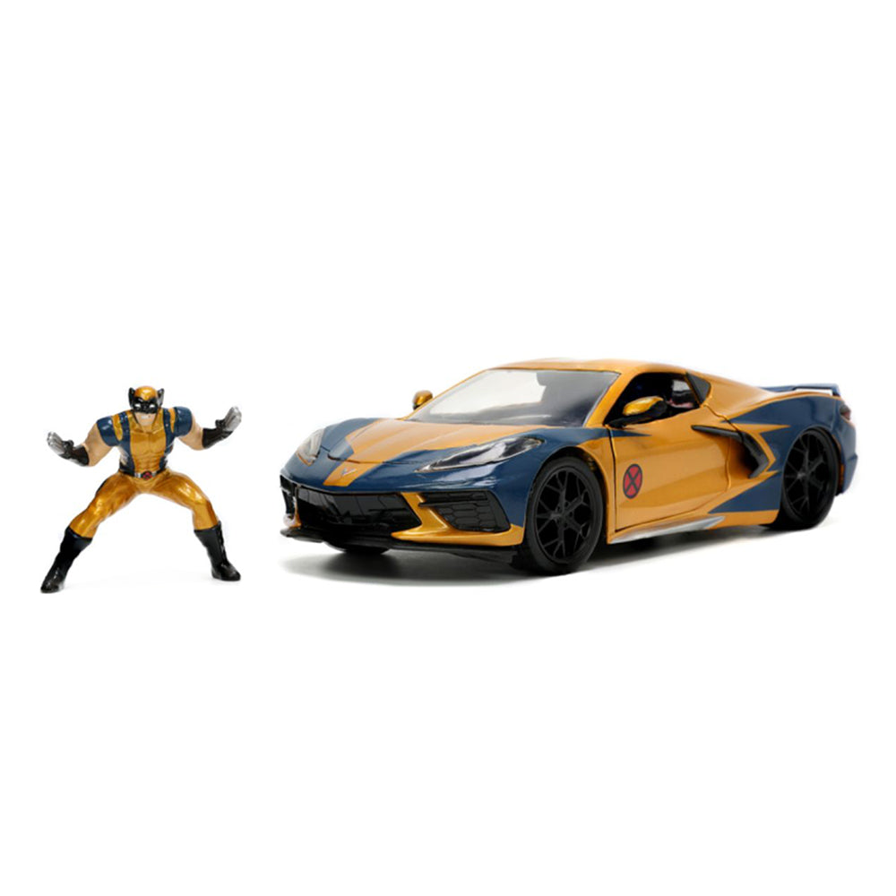 Jada 1:24 Scale Marvel X-Men Wolverine & 2020 Chevy Corvette Stingray Model