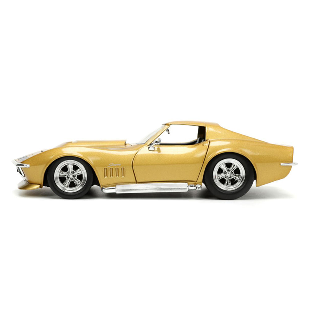 Jada 1:24 Scale Big Time Muscle 1969 Corvette Stingray Gold Diecast Vehicle