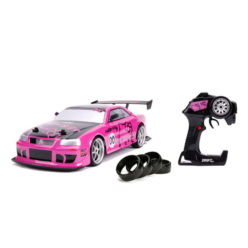 Jada 1:10 Scale Hello Kitty 2002 Nissan Skyline GT-R BNR34 Remote Control Car