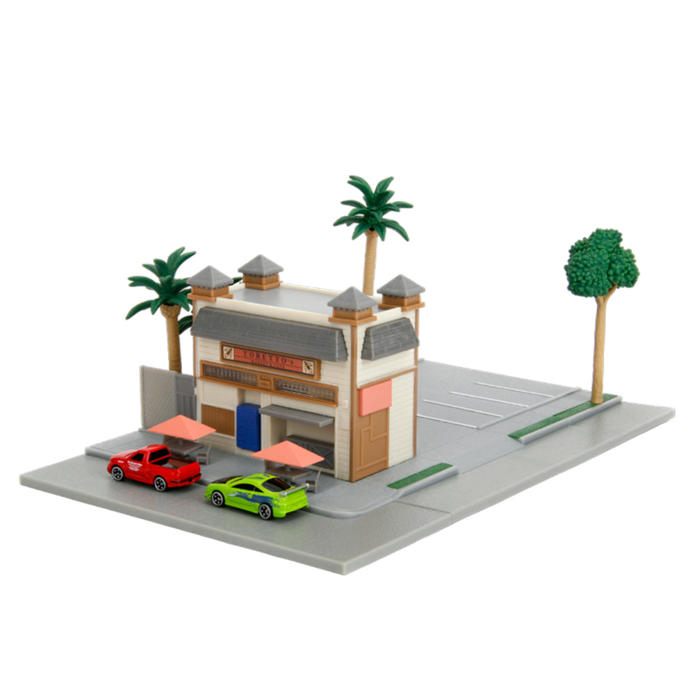 Jada Fast & Furious Toretto's Cafe NanoScene With 2 Vehicles Diecast Model