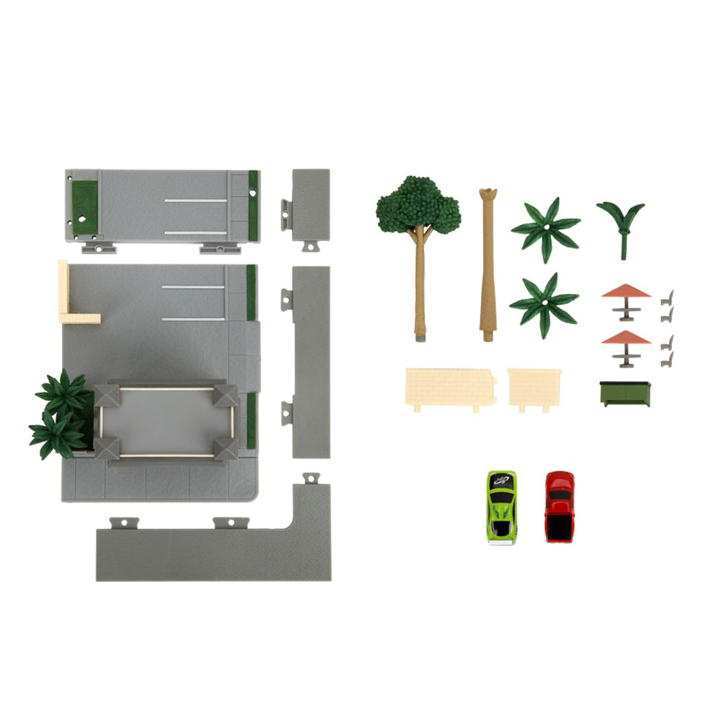 Jada Fast & Furious Toretto's Cafe NanoScene With 2 Vehicles Diecast Model