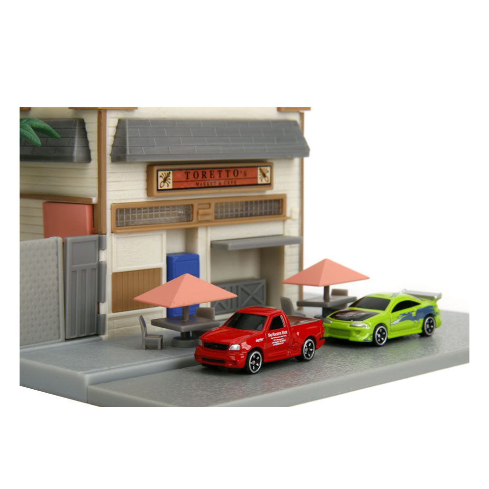 Jada Fast & Furious Toretto's Cafe NanoScene With 2 Vehicles Diecast Model