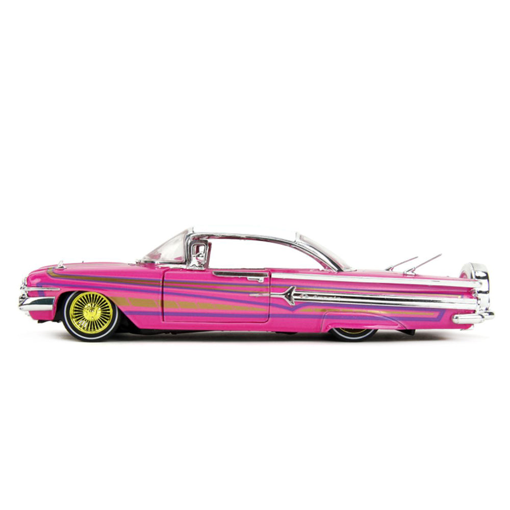 Jada 1:24 Scale Pink Slips 1960 Chevy Impala Low Rider Diecast Car Model