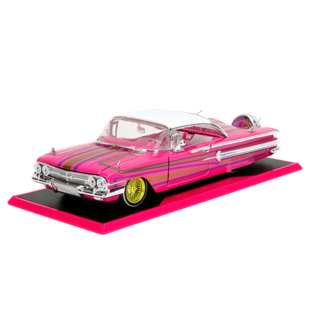 Jada 1:24 Scale Pink Slips 1960 Chevy Impala Low Rider Diecast Car Model