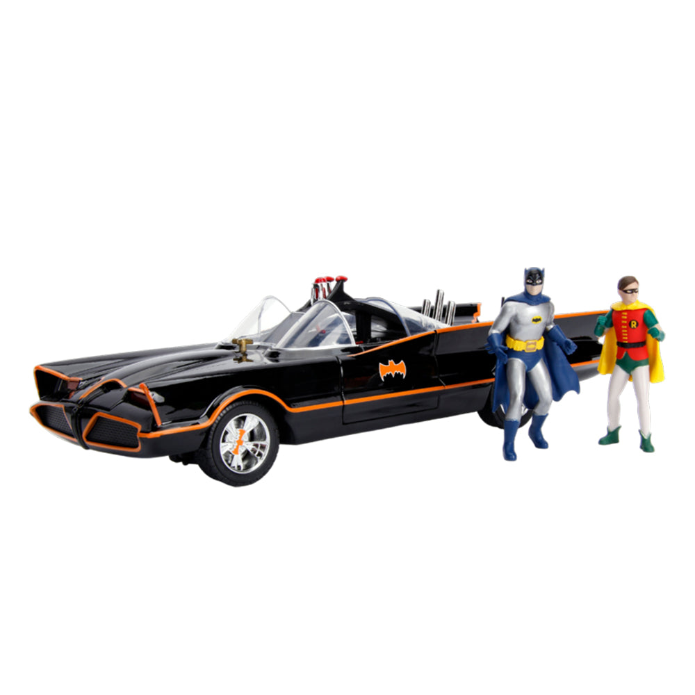Jada 1:18 Scale Batman TV Batmobile With Working Lights & Batman Robin Diecast Figures