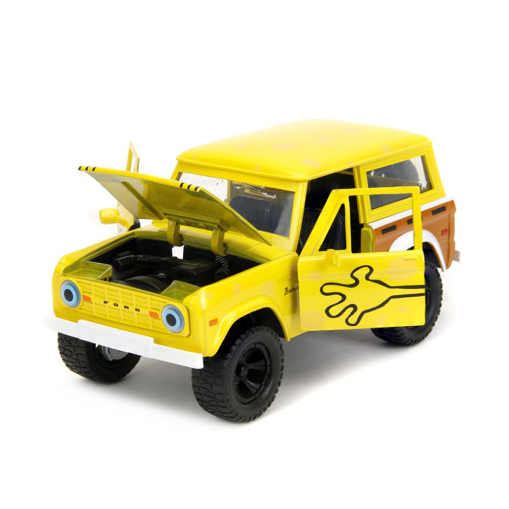 Jada 1:24 Scale 1973 Ford Bronco With Spongebob Squarepants Figure Diecast Model