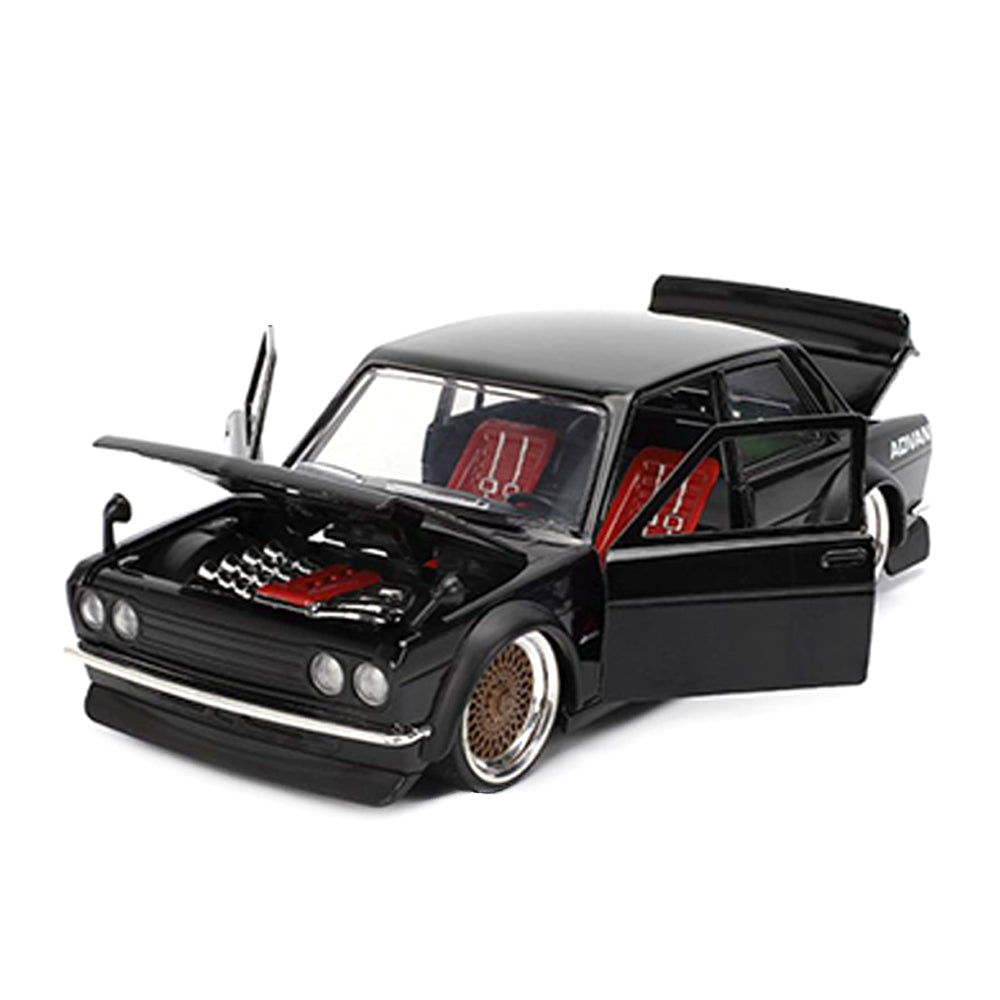 Jada 1:24 Scale JDM Tuners 1973 Datsun 510 Black With Gold Wheels Diecast Model