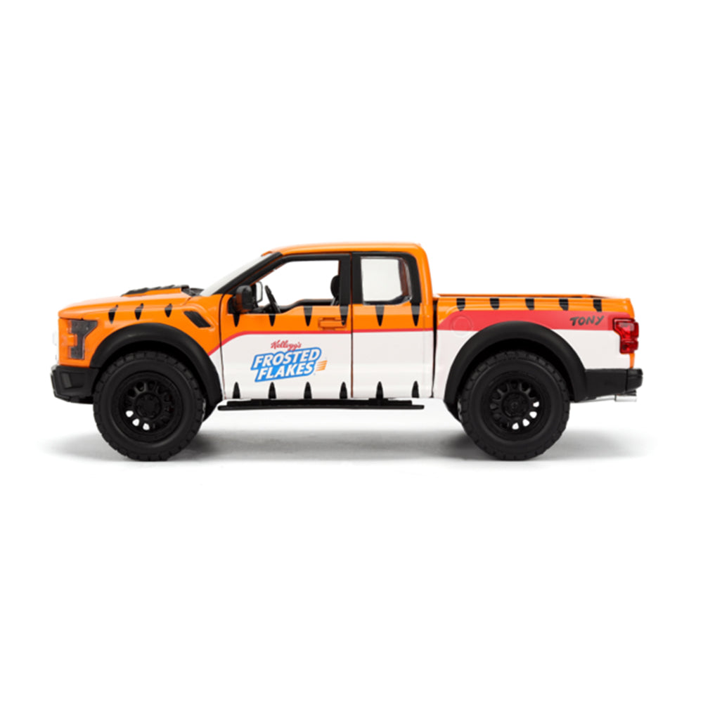 Jada 1:24 Scale Kellogs 2017 Ford F-150 Raptor Pickup With Tony The Tiger Figure Model