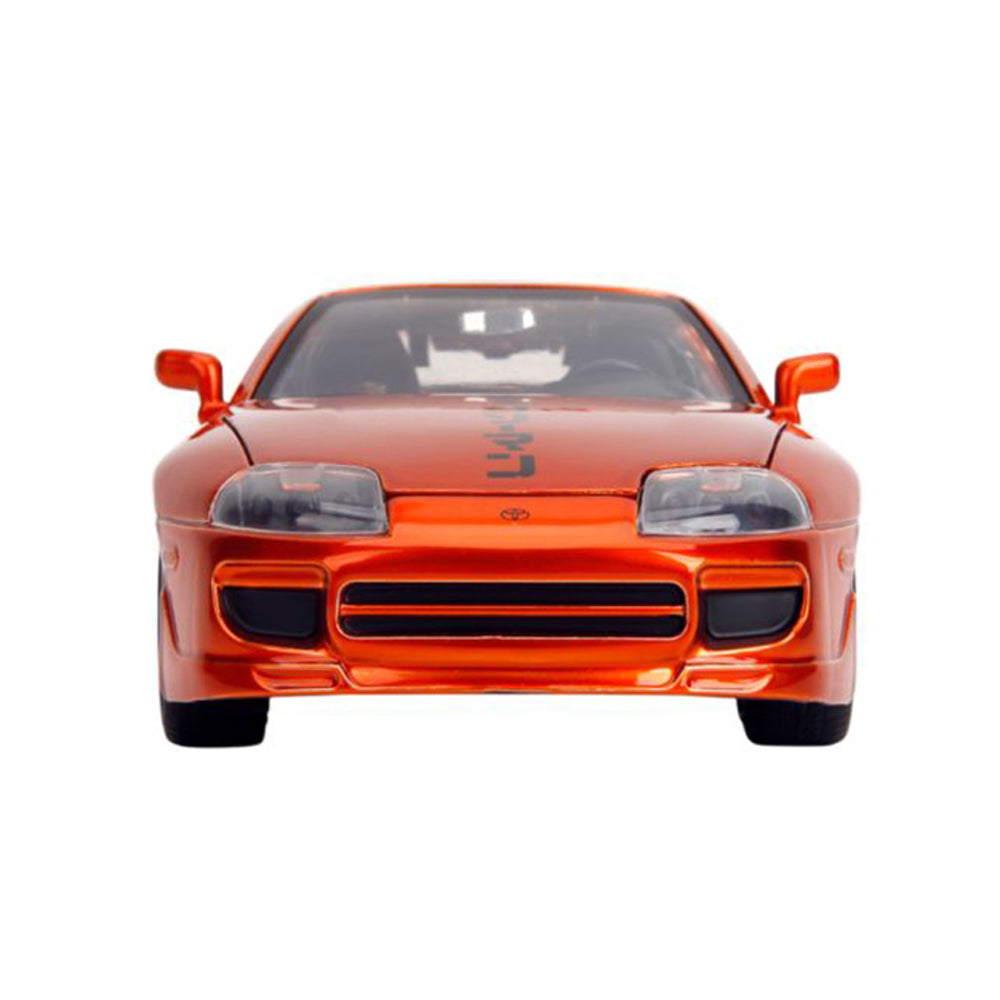 Jada 1:24 Scale Chainsaw Man 1995 Toyota Supra With Figure Orange Car Model