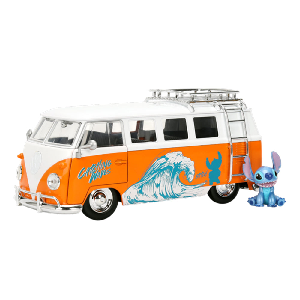 Jada 1:24 Scale Lilo & Stitch 1961 Volkswagen Bus With Stitch Figure Collectible