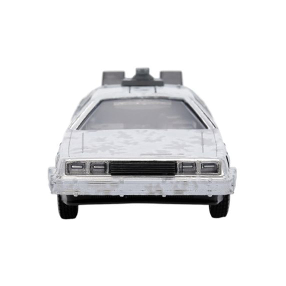 Jada 1:32 Scale Back To The Future Delorean Frost Version With Truck Box Diecast Model