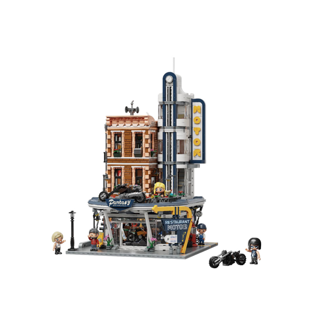 Pantasy Retro Motorcycle Restaurant Building Block Construction Set DIY Model