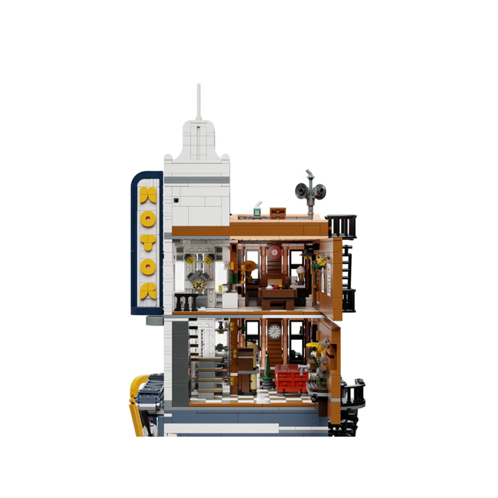 Pantasy Retro Motorcycle Restaurant Building Block Construction Set DIY Model